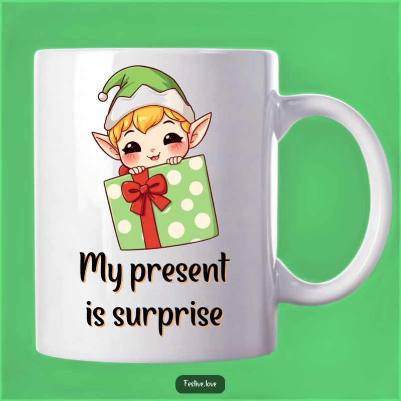 Funny Kawaii Elf Mug: Mischievous Grin Gift for Pranksters