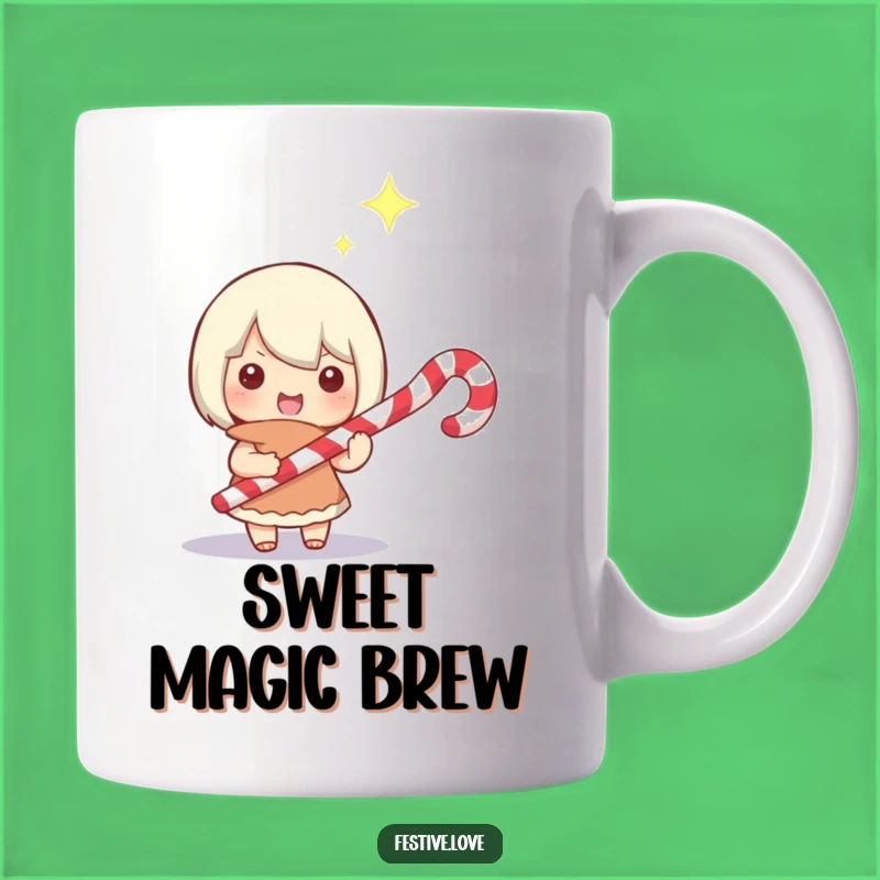 Funny Magic Candy Cane Christmas Mug - Whimsical Character Holiday Gift