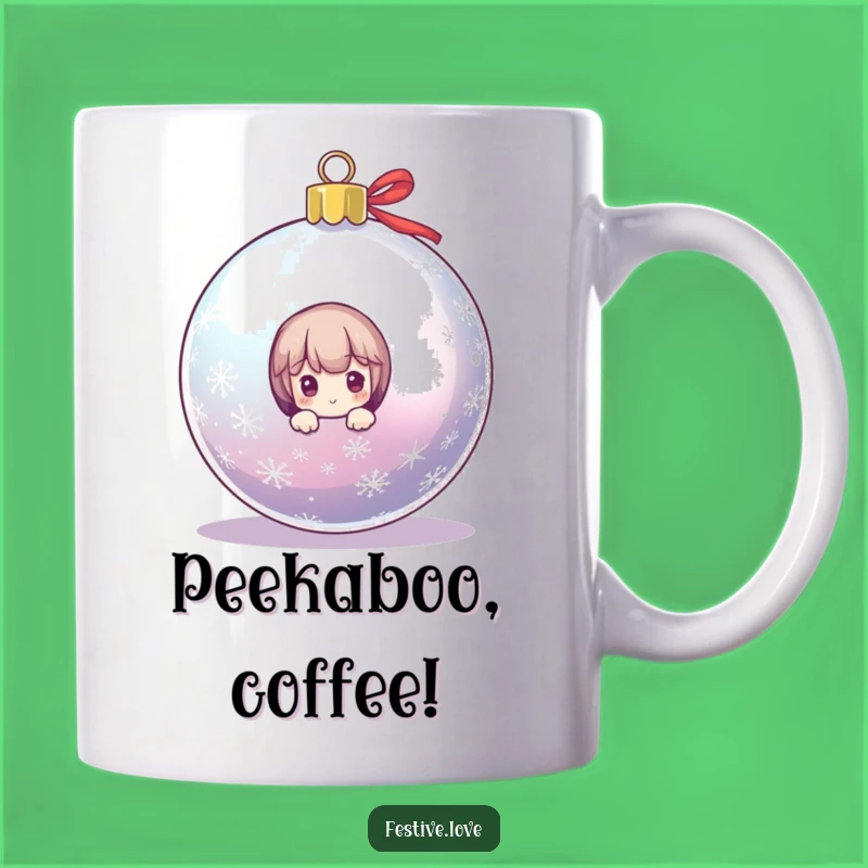 Funny Peek-a-Boo Christmas Mug - Adorable Character Holiday Fun Gift