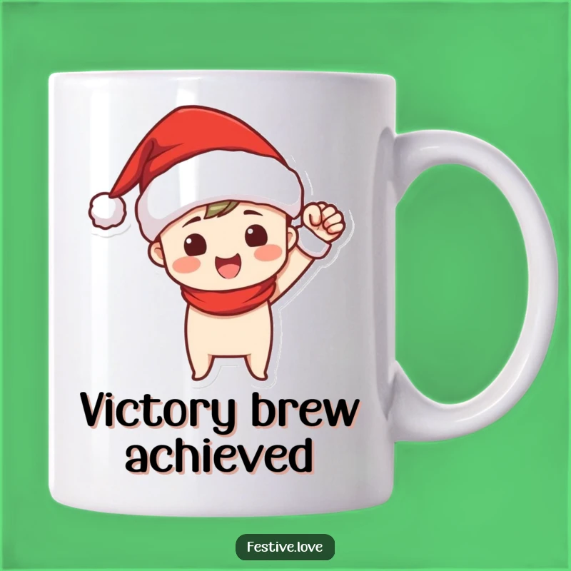 Funny Santa Fist Pump Mug - Victory Christmas Character Gift for Holiday Winners