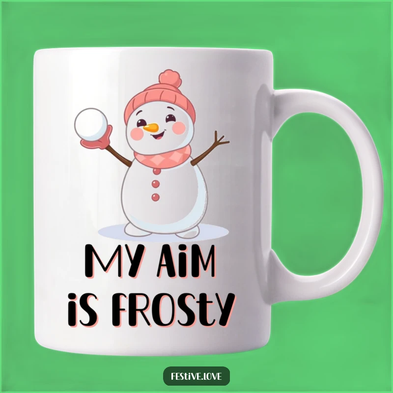 Funny Snowman Mug: Adorable Snowman Throwing Snowball, Perfect Funny Gift for Winter Fun