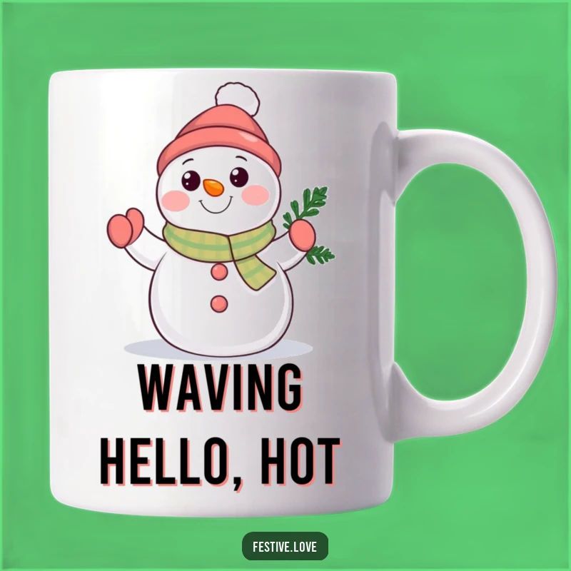 Funny Snowman Wave Mug: Winter Joy & Friendly Holiday Greetings