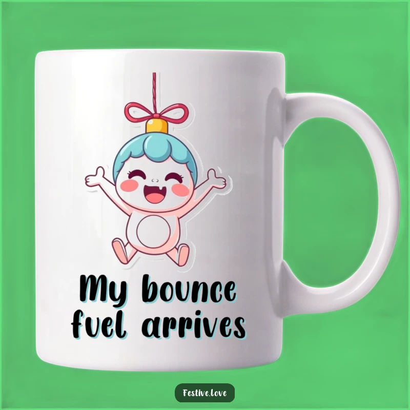 Funny Kawaii Ornament Mug - Bouncing Excitement Gift for Holiday Cheer