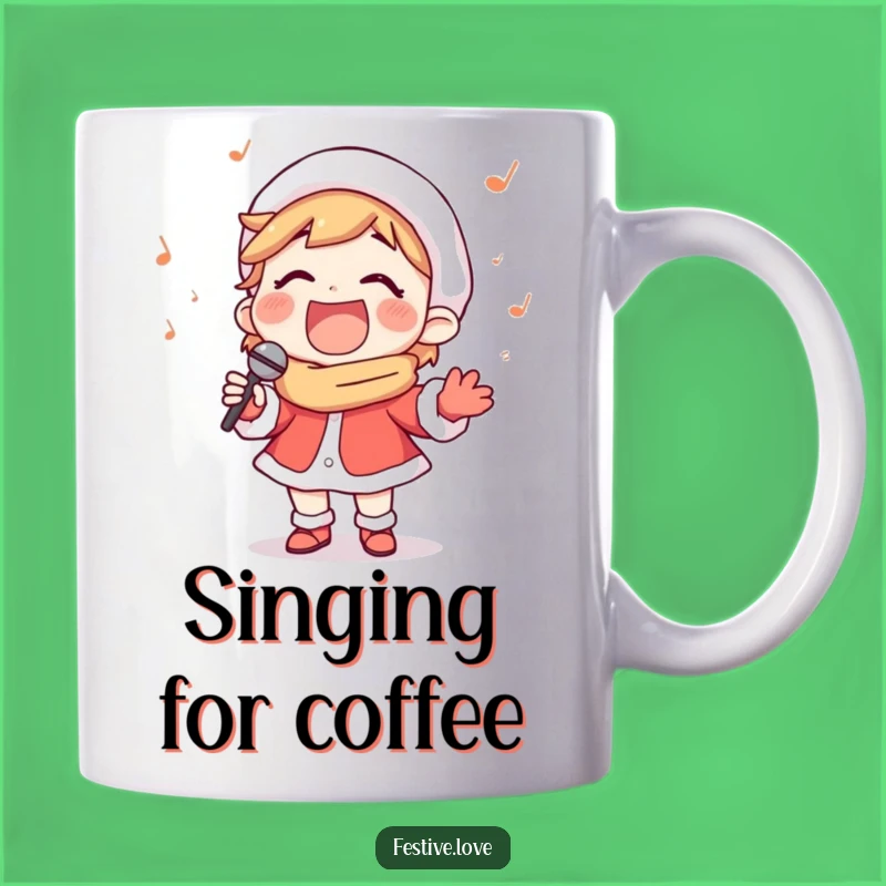 Funny Carol Singer Mug - Happy Christmas Character Gift for Melodious Mornings
