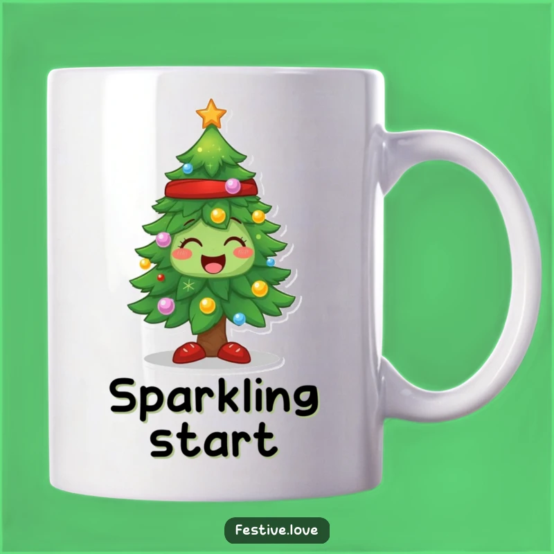 Funny Sparkling Tree Mug - Joyful Holiday Cheer for Your Morning Coffee