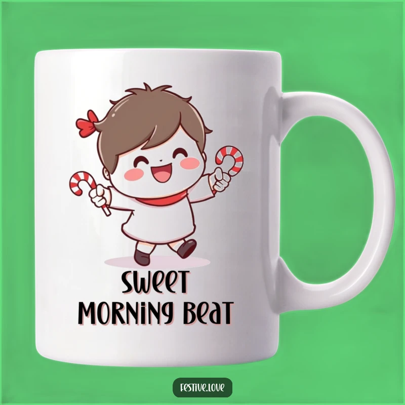 Funny Candy Cane Dancer Mug: Cheerful Character Holiday Treat Gift