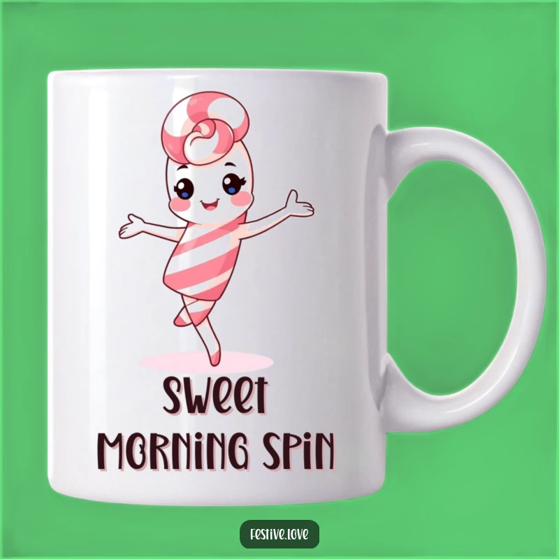 Funny Kawaii Candy Cane Mug: Pirouette Perfection, Sweet Gift