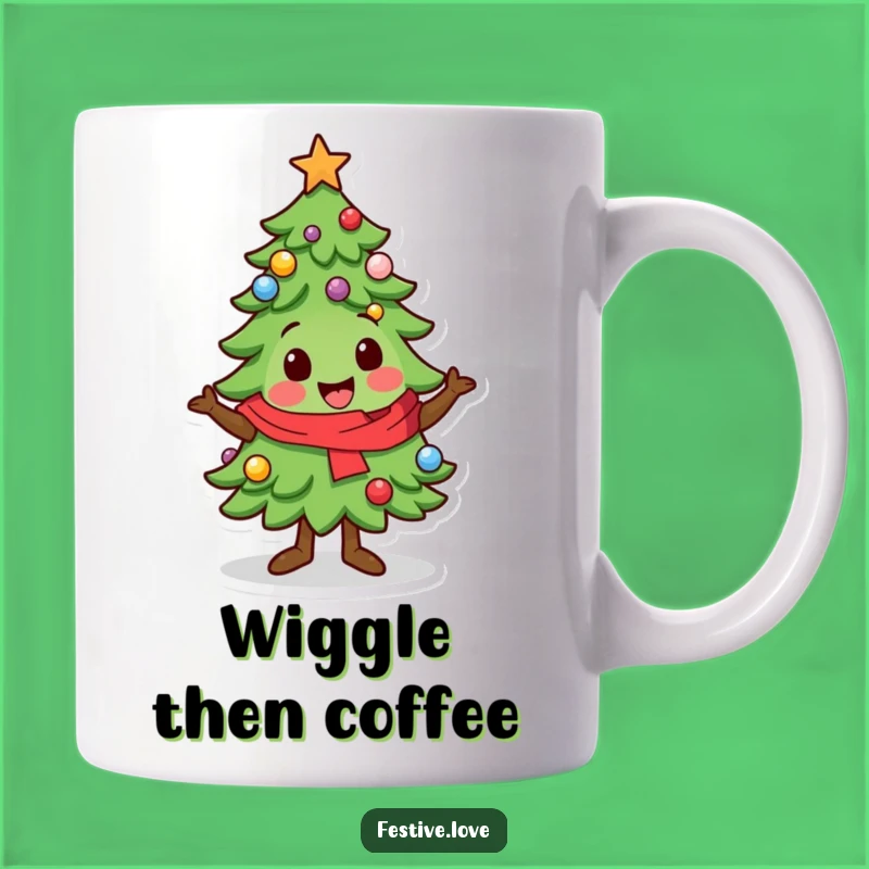 Funny Kawaii Tree Mug - Festive Wiggle Dance Gift for Holiday Spirit