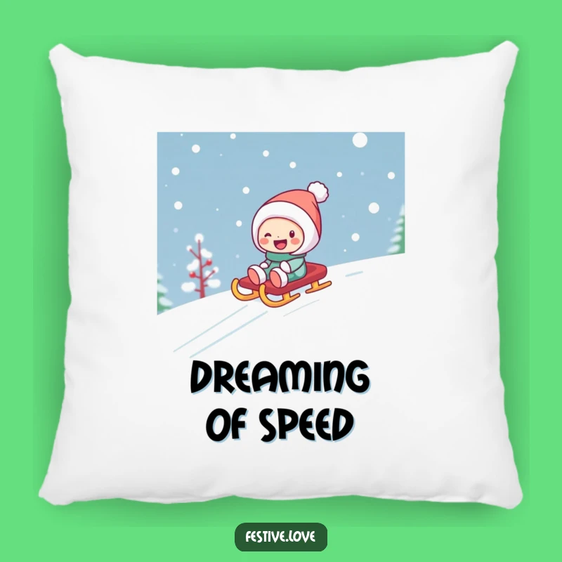 Cozy Funny Sledding Character Pillow - Soft Winter Comfort Gift