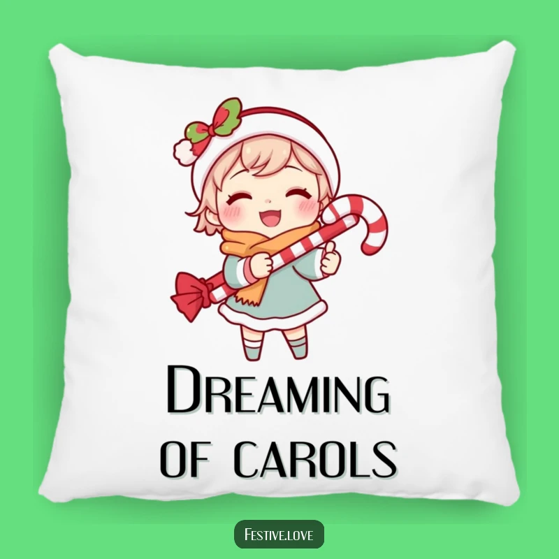 Funny Caroling Character Pillow: Cozy Candy Cane Cushion Comfort
