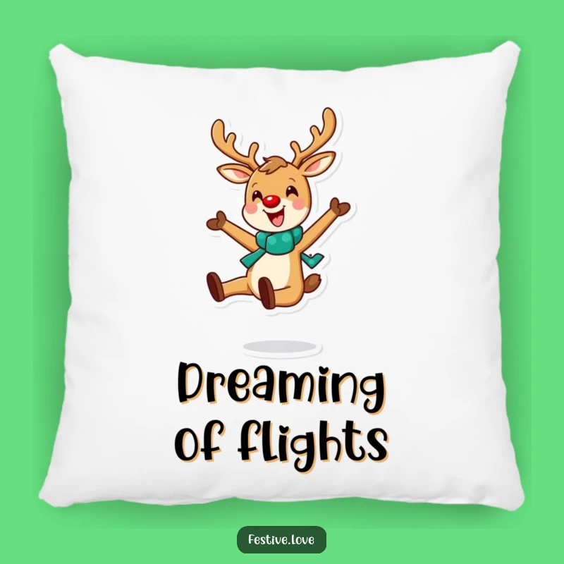Funny Reindeer Leap Pillow: Cozy Comfort and Joyful Holiday Character Accent