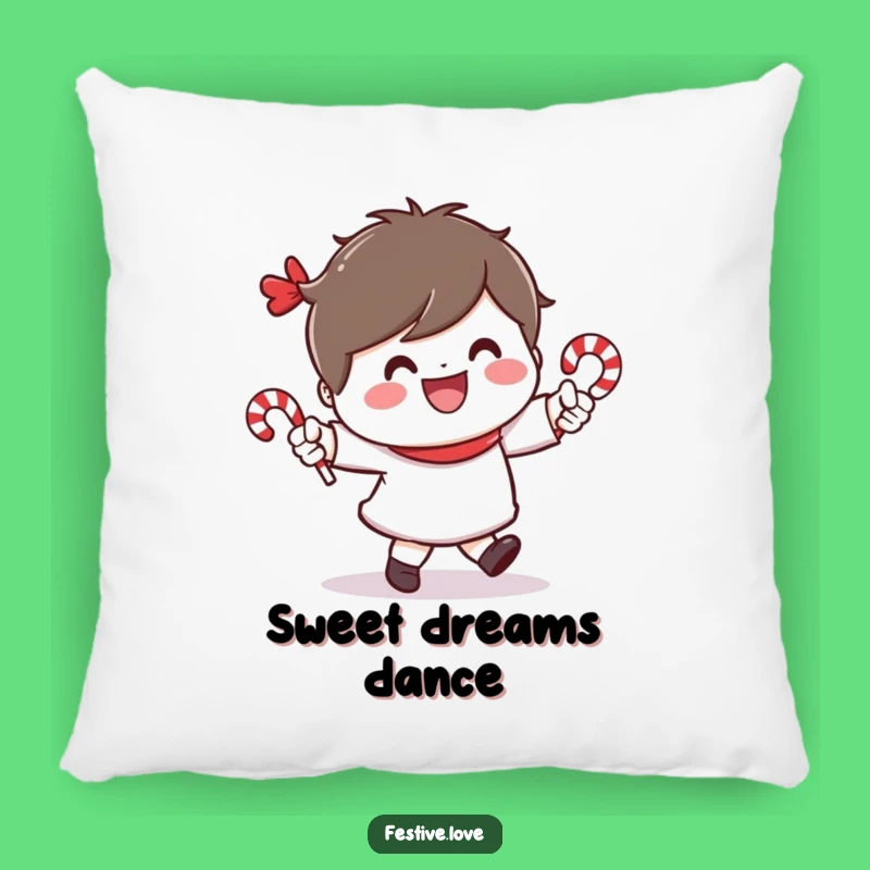 Funny Candy Cane Dancer Pillow: Cozy Character Holiday Accent