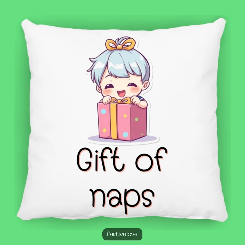 Funny Gift Unwrapper Pillow: Cozy Character Present Accent Pillow