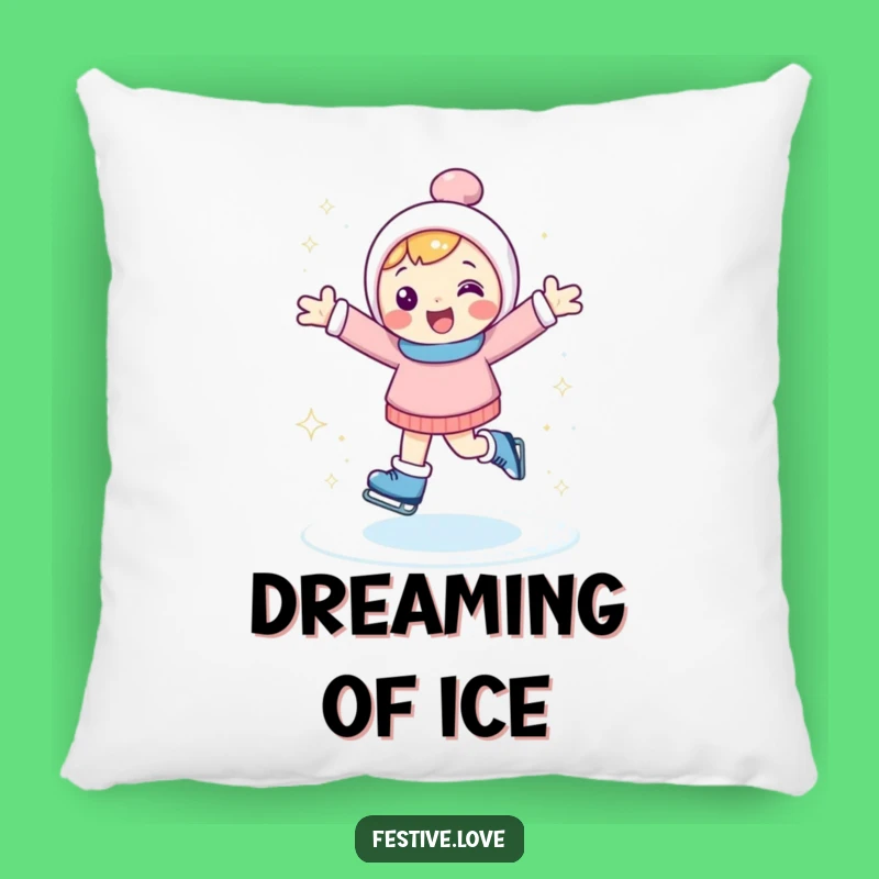 Funny Ice Skating Pillow: Cozy Character Winter Accent