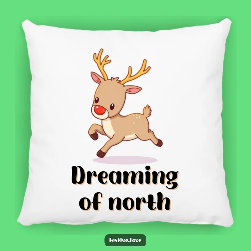 Funny Kawaii Reindeer Throw Pillow - Cozy Holiday Comfort