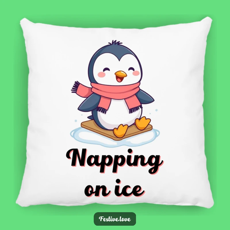 Funny Penguin Scarf Pillow - Cozy Winter Character Cushion Gift