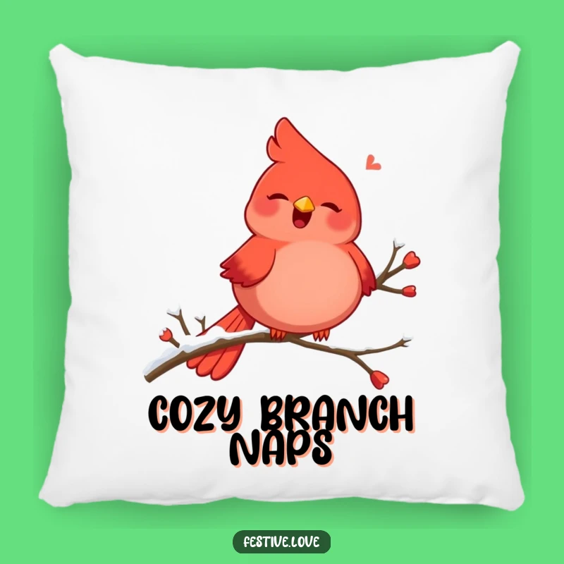 Funny Red Cardinal Pillow - Cozy Singing Bird Cushion Gift