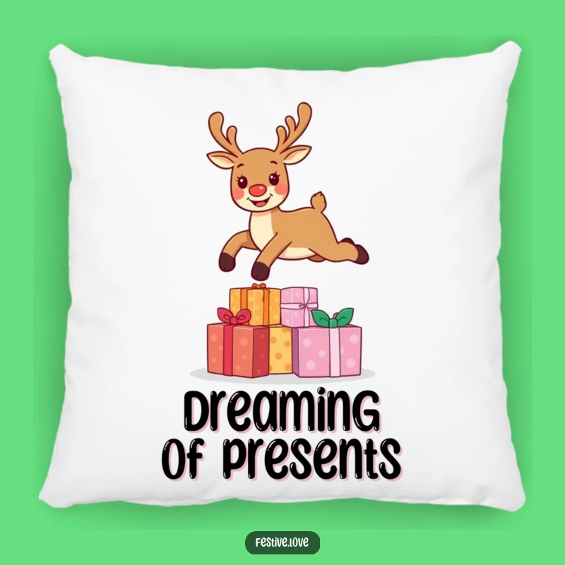 Funny Reindeer Leap Pillow - Cozy Christmas Character Cushion for Festive Comfort