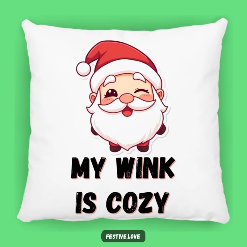 Funny Santa Wink Pillow: Cozy Comfort and Jolly Holiday Character Accent