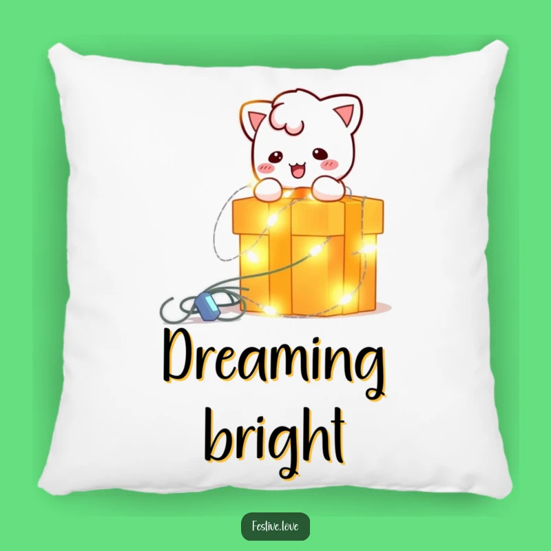 Funny String Light Pillow - Cozy Christmas Character Cushion for Festive Comfort