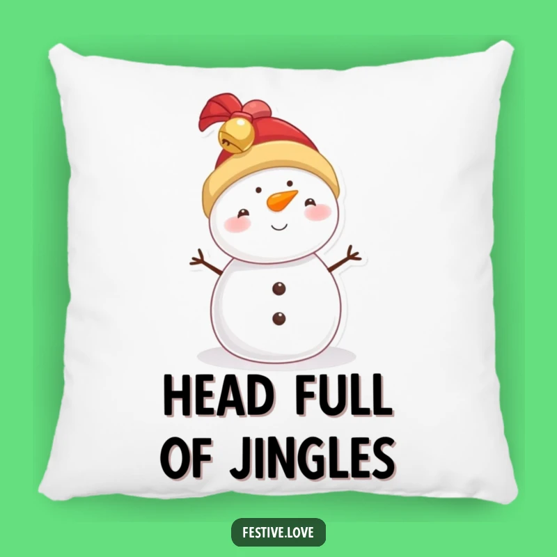 Cute Funny Snowman Jingle Bell Hat Pillow - Cozy Comfort with Holiday Humor