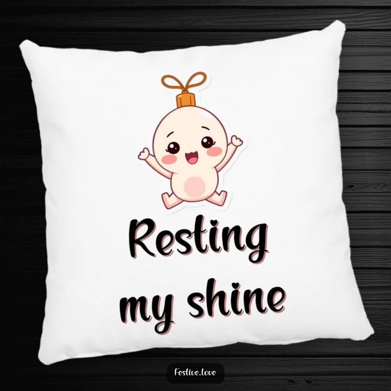 Funny Pillow: A festive ornament character happily bouncing with holiday cheer and soft comfort.
