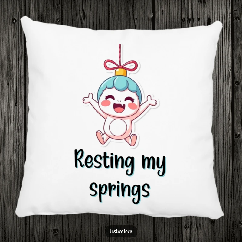 Funny Pillow: A kawaii ornament character bounces with infectious excitement, offering a comfy and humorous accent for any seating area.