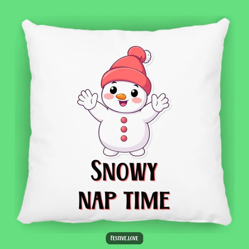 Funny Smiling Snowman Pillow: Cozy Comfort with a Winter Wave
