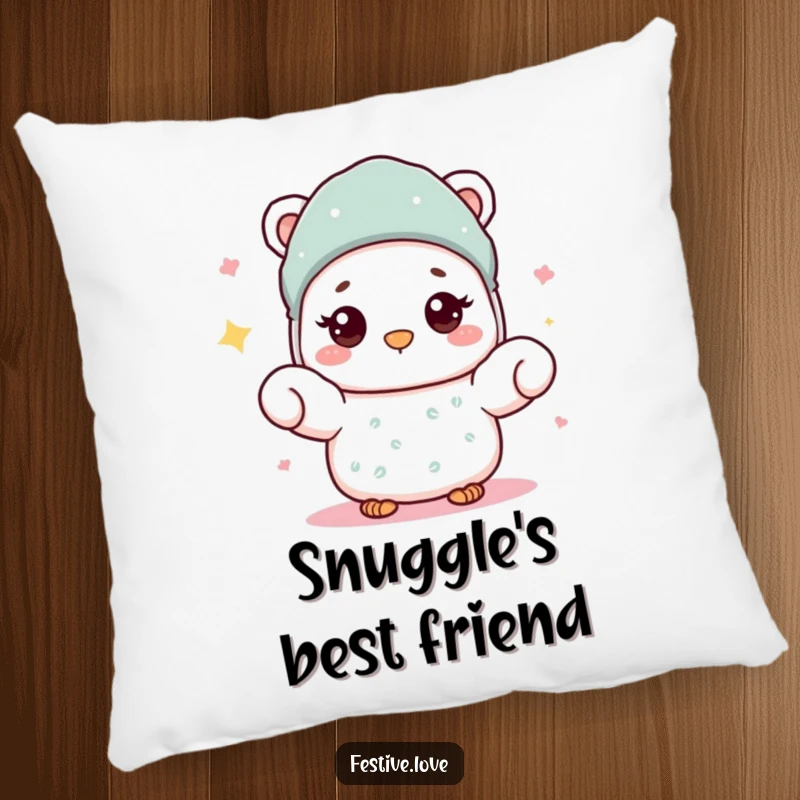 Funny Pillow: A mitten character giving a warm wave, offering cozy comfort and friendly cheer.