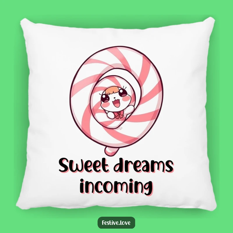 Funny Candy Cane Pillow: Cozy Spiraling Delight Cushion for Festive Comfort