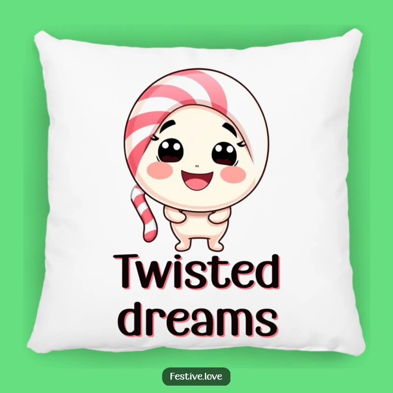 Funny Candy Cane Smile Pillow: Cozy Cuteness & Holiday Snuggles