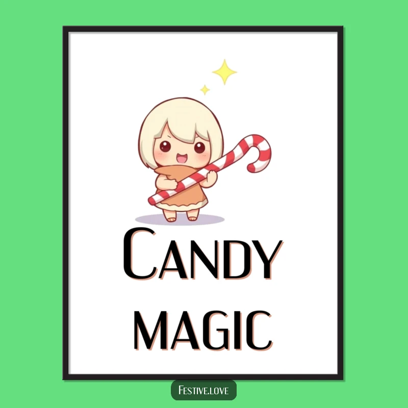Funny Magic Candy Cane Digital Art - Instant Enchanted Decor Gift