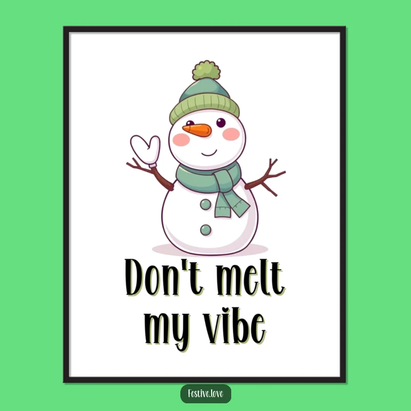 Funny Winter Digital Art - Jolly Snowman Character, Instant Cheer