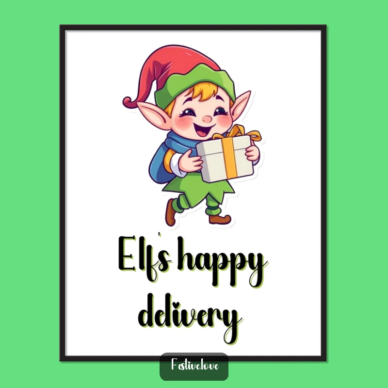 Funny Jolly Elf Digital Print: Instant Holiday Gift Art