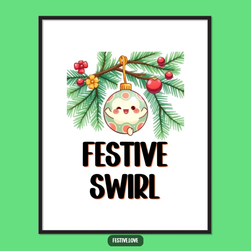 Funny Ornament Spin Digital Art - Instant Christmas Character Download for Decor