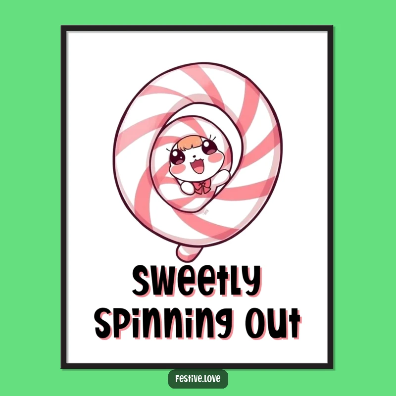 Funny Candy Cane Digital Art: Spiraling Delight Printable for Festive Decor
