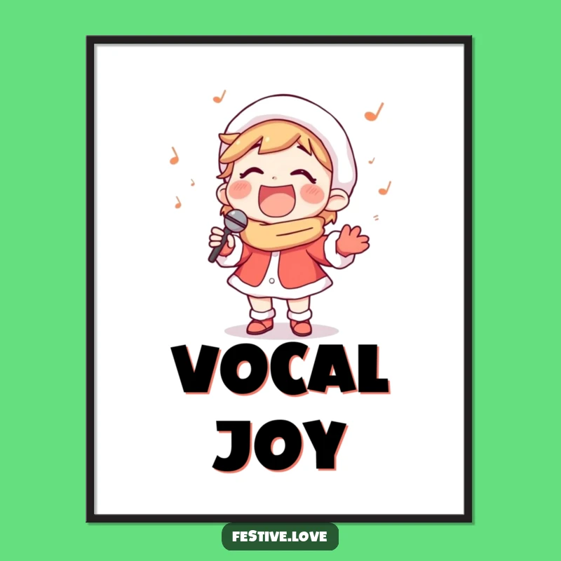 Funny Carol Singer Digital Art - Instant Christmas Character Download for Decor