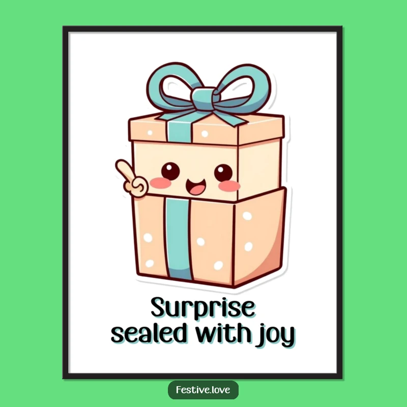 Funny Gift Box Digital Art: Happy Exclamation Printable for Festive Decor