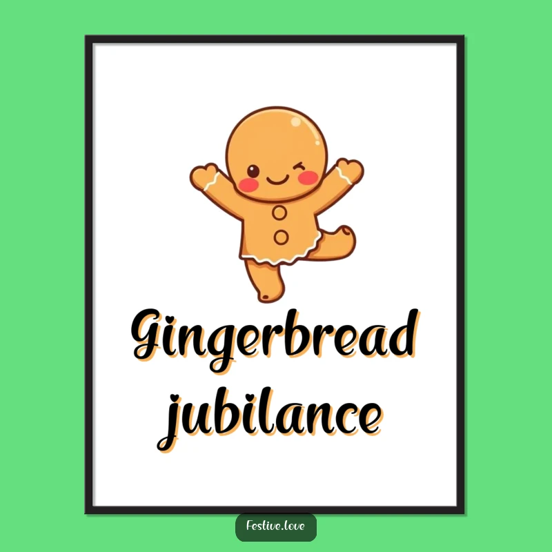 Funny Gingerbread Dance Digital Print: Instant Festive Jig Art