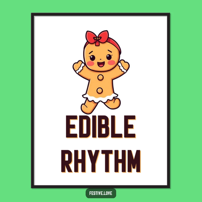 Funny Gingerbread Dancer Digital Art - Instant Holiday Cheer for Festive Walls