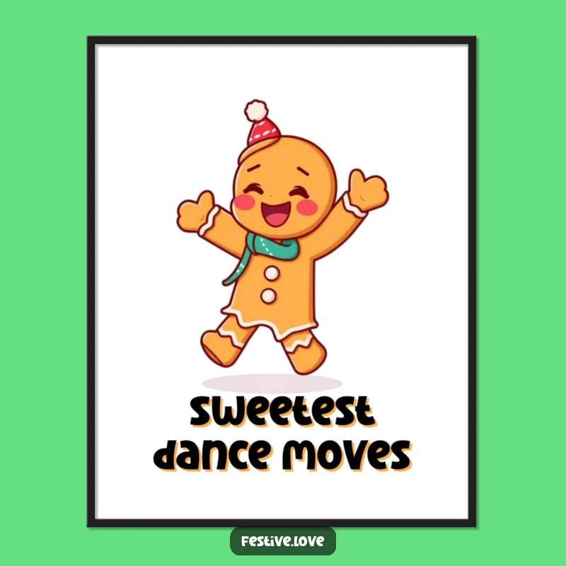 Funny Gingerbread Digital Art: Dancing Man Print, Instant Xmas Funny Gift Downloadable Decor