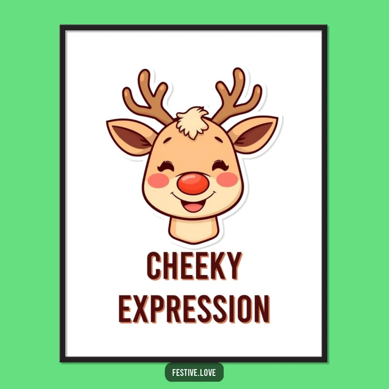 Funny Grinning Reindeer Digital Art - Instant Holiday Cheer for Your Walls