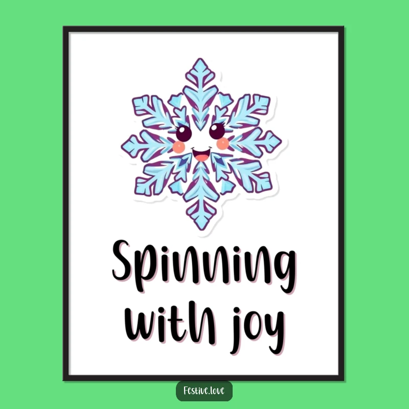 Funny Happy Snowflake Digital Art - Joyful Winter Instant Download Gift