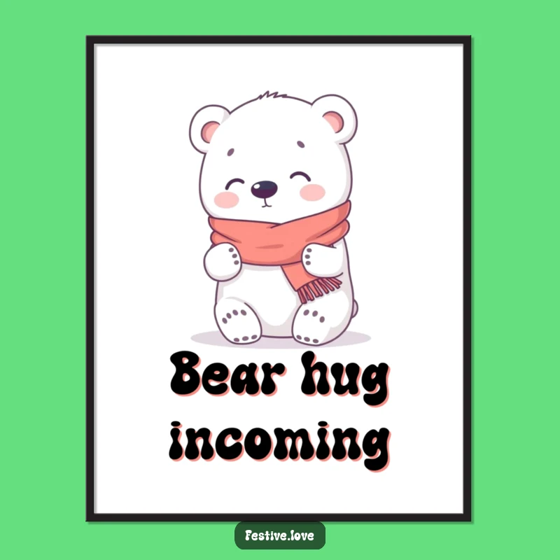Funny Kawaii Bear Digital Art - Cozy Hug Gift for Walls