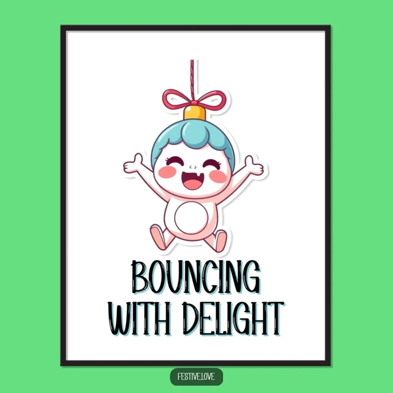 Funny Kawaii Ornament Digital Art - Bouncing Fun Gift for Walls