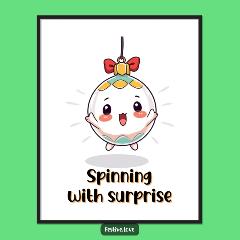 Funny Ornament Digital Art: Spinning Character Print, Instant Xmas Funny Gift Downloadable Decor