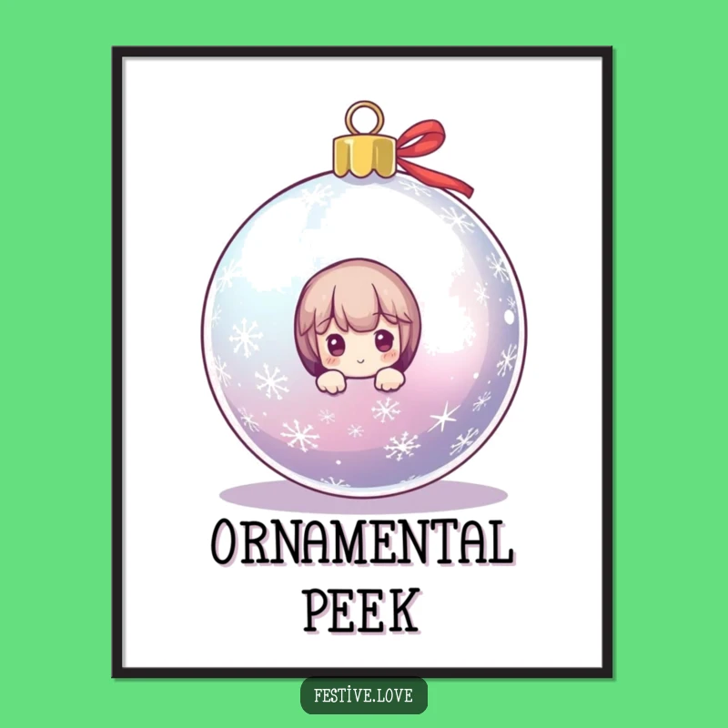 Funny Peeking Character Christmas Digital Art - Instant Holiday Decor Gift