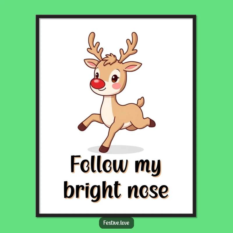 Funny Reindeer Digital Art - Playful Character, Instant Holiday Joy