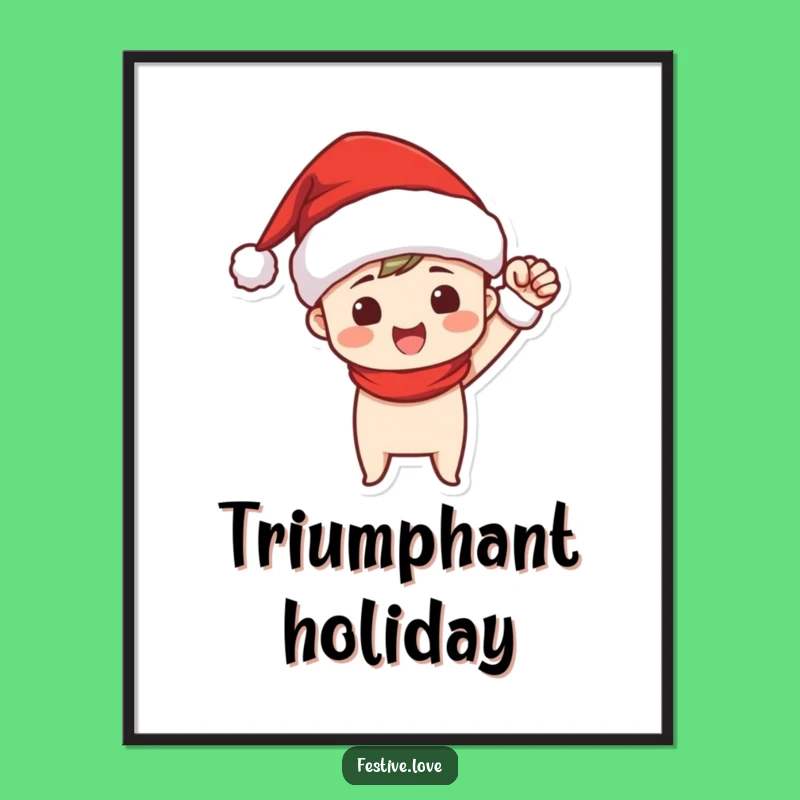 Funny Santa Fist Pump Digital Art - Instant Christmas Character Download for Wins