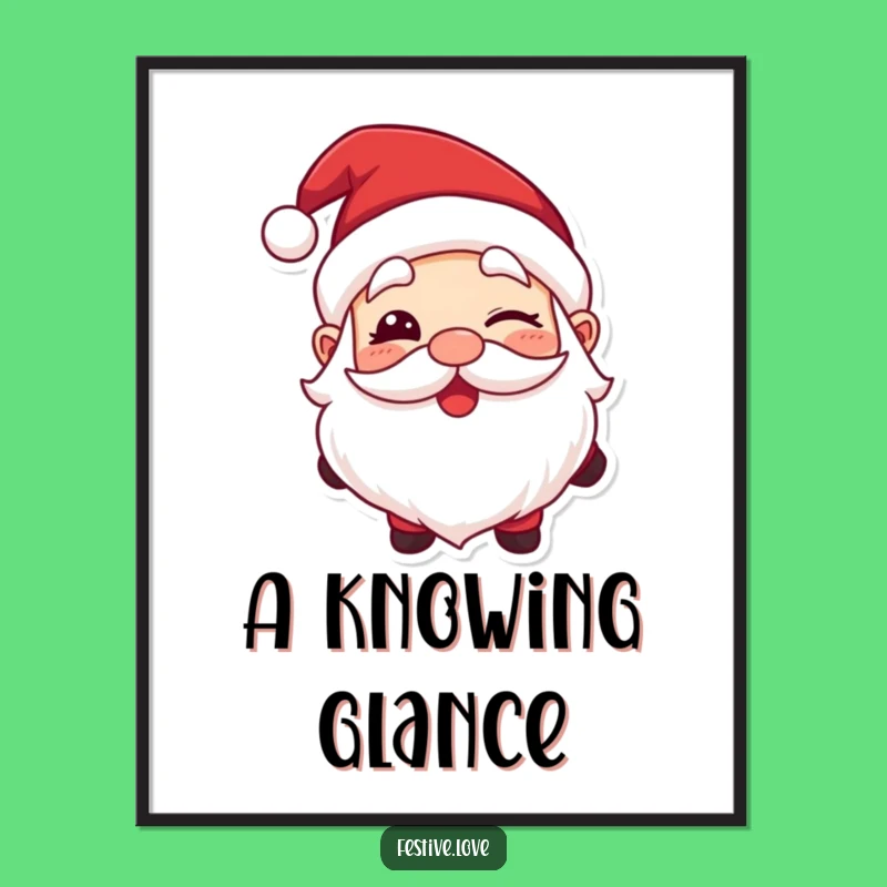 Funny Santa Wink Digital Art: Instant Holiday Decor with Jolly Character's Charm